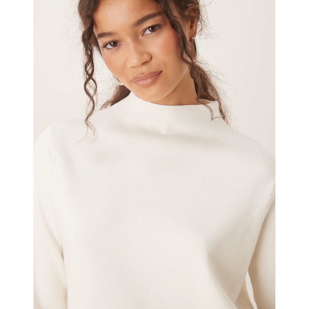 MNG Mango Womens White Mock Neck Long Sleeve Fine Knit Sweater Size M - Picture 2 of 8